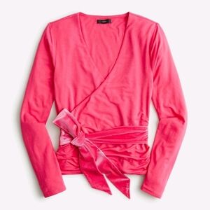 *NWT* J Crew BM345 Size M FormKnit Pink Long Sleeve Wrap Top w/ Velvet Belt